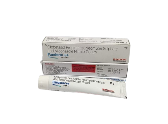 Panderm++ Cream 15 g (Clobetasol 0.05% w/w + Miconazole 2%
w/w + Neomycin 0.5% w/w)