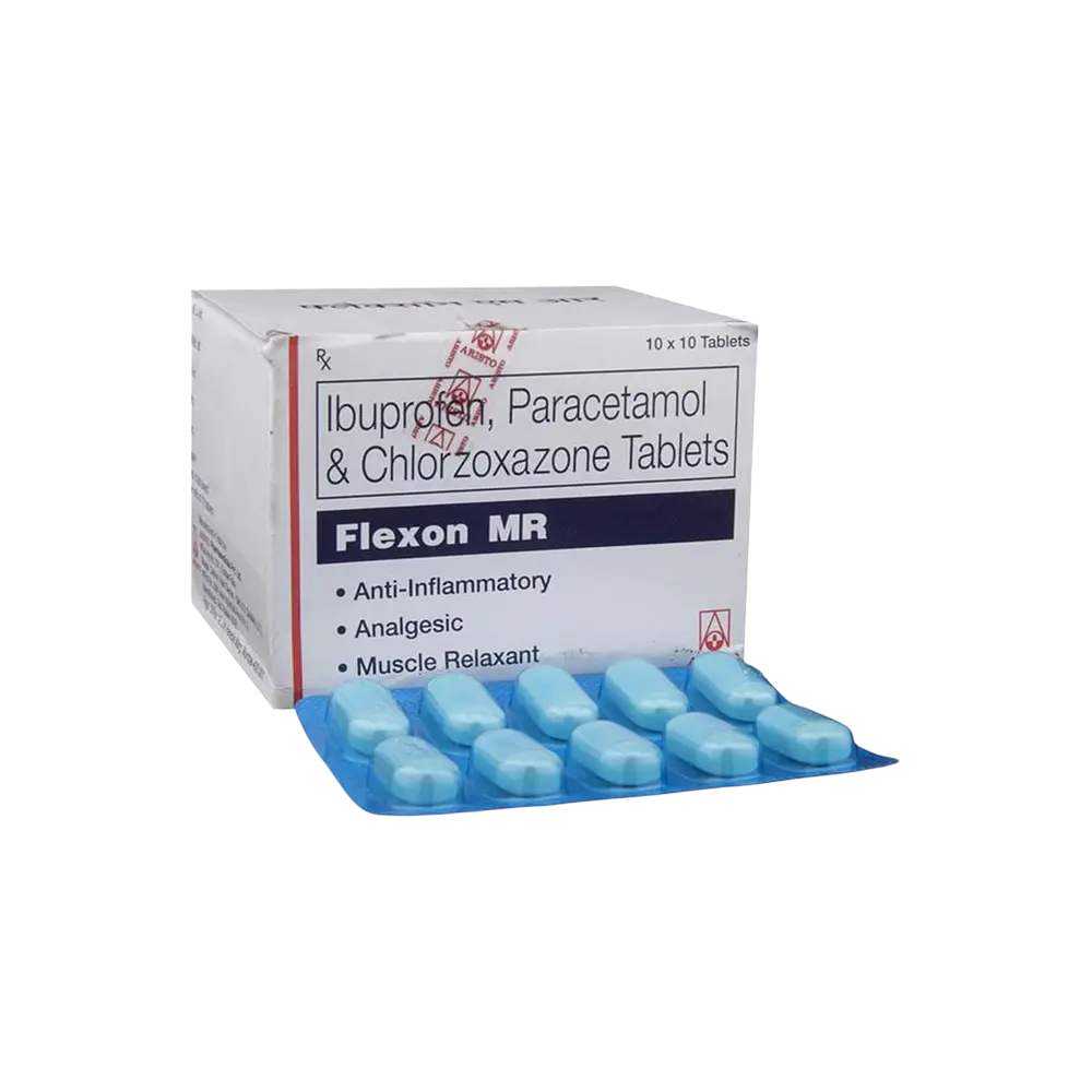 Flexon MR Tablet (Ibuprofen 400 mg + Paracetamol 325 mg +
Chlorzoxazone 250 mg)