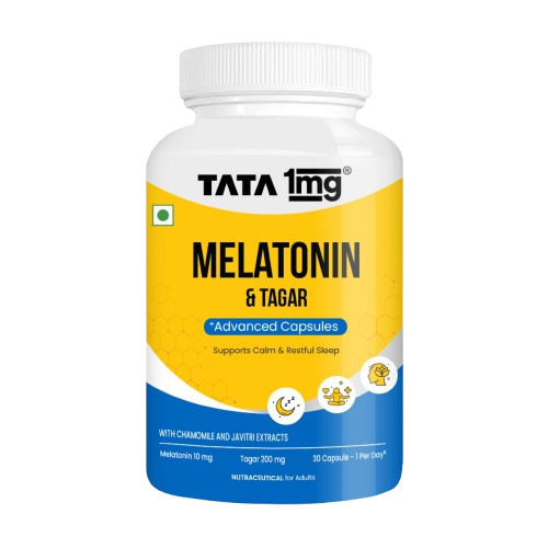 Tata 1mg Melatonin 10mg Vegetarian Capsules – bottle of 30
capsules