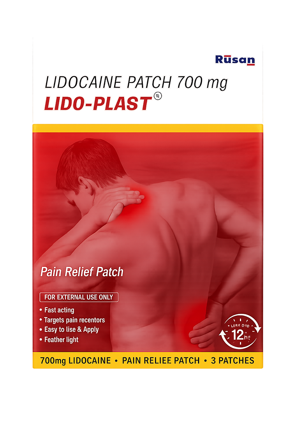 Lido-Plast Lidocaine 700mg/12h Transdermal Patch - pack of 3