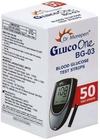 Dr. Morepen Gluco One BG 03 Blood Glucose Test Strips – 1 box of
50 strips