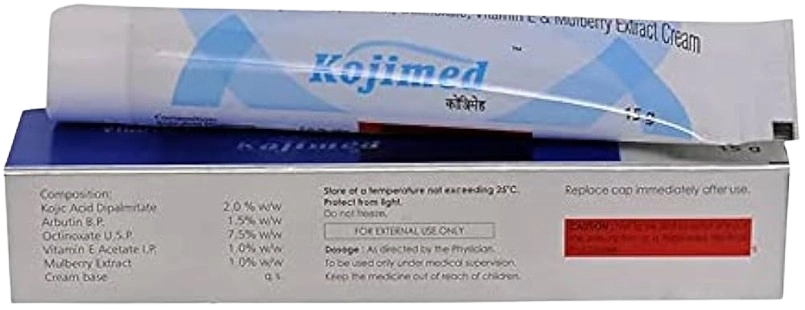 Kojimed Cream (Kojic Acid / Arbutin / Mulberry Extract / Vitamin E) –
15 gm tube