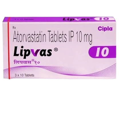 Lipvas 10 Tablet (Atorvastatin 10 mg) – 10 Tablets