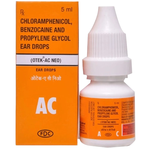 Otek-AC Neo Ear Drop (Benzocaine (1% w/v) + Chloramphenicol
(5% w/v))