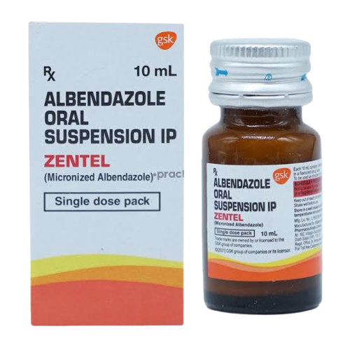 Zentel Oral Suspension (Albendazole 400 mg) – 10 ml Bottle