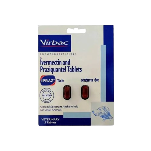 Ipraz Dewormer Pet Tablet (Praziquantel 50 mg + Ivermectin 2 mg) – 2 Tablets