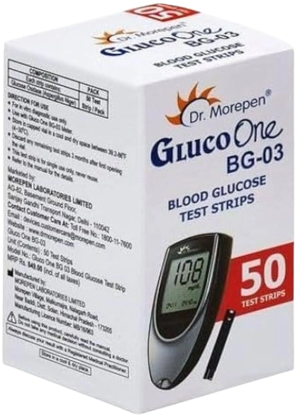 Dr. Morepen Gluco One BG 03 Blood Glucose Test Strips – 1 box of
50 strips