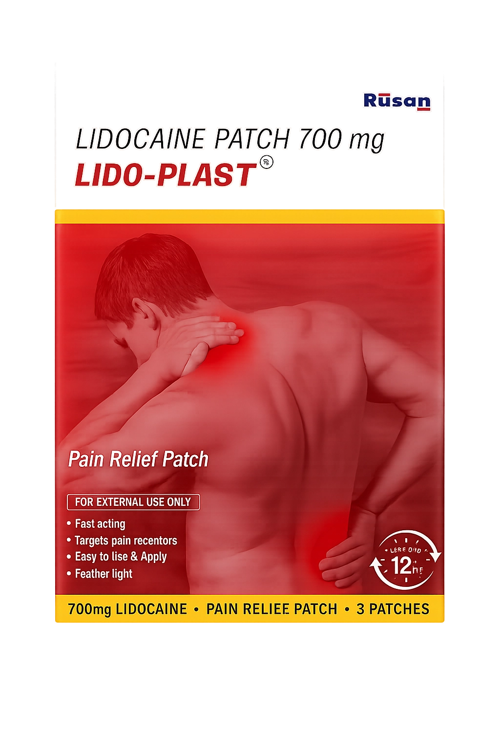 Lido-Plast Lidocaine 700mg/12h Transdermal Patch - pack of 3