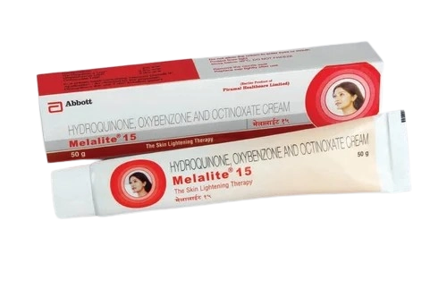 Melalite 15 Cream (Hydroquinone 2% w/v + Octinoxate 9% w/v +
Oxybenzone 2.5% w/v) – 30gm tube