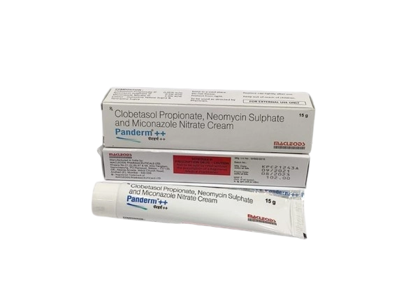 Panderm++ Cream 15 g (Clobetasol 0.05% w/w + Miconazole 2%
w/w + Neomycin 0.5% w/w)