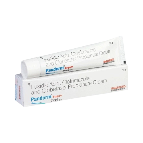 Panderm Super Cream 15 g (Clobetasol 0.05% w/w + Clotrimazole
1% w/w + Fusidic Acid 2% w/w)