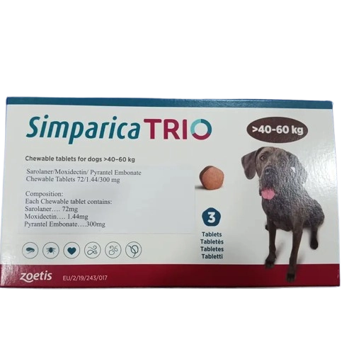 Simparica Trio Chewable Tick & Flea Tablet for Dogs (>40–60 kg)
(XL)(3 pills)